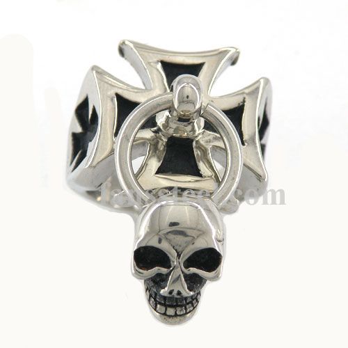 FSR08W31 Maltese Cross Skull Charm Ring - Click Image to Close